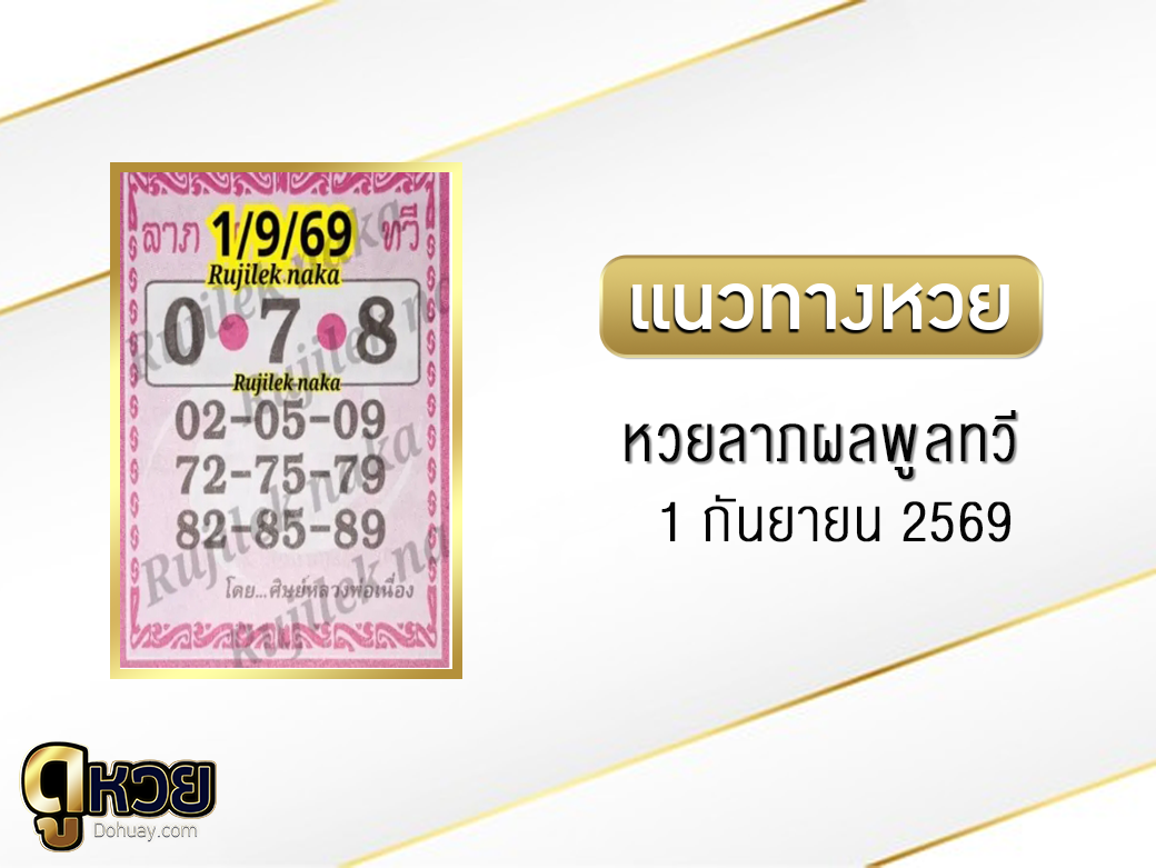 หวยลาภผล พูน ทวี 1/9/2569