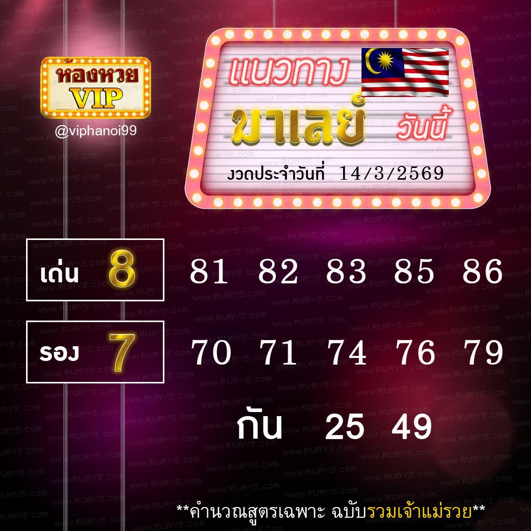 สูตรหวยฮานอยห้องหวย 14-3-69