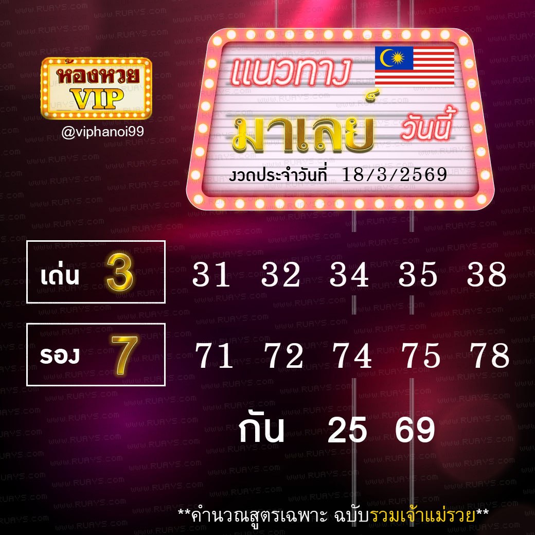 สูตรหวยฮานอยห้องหวย 18-3-69