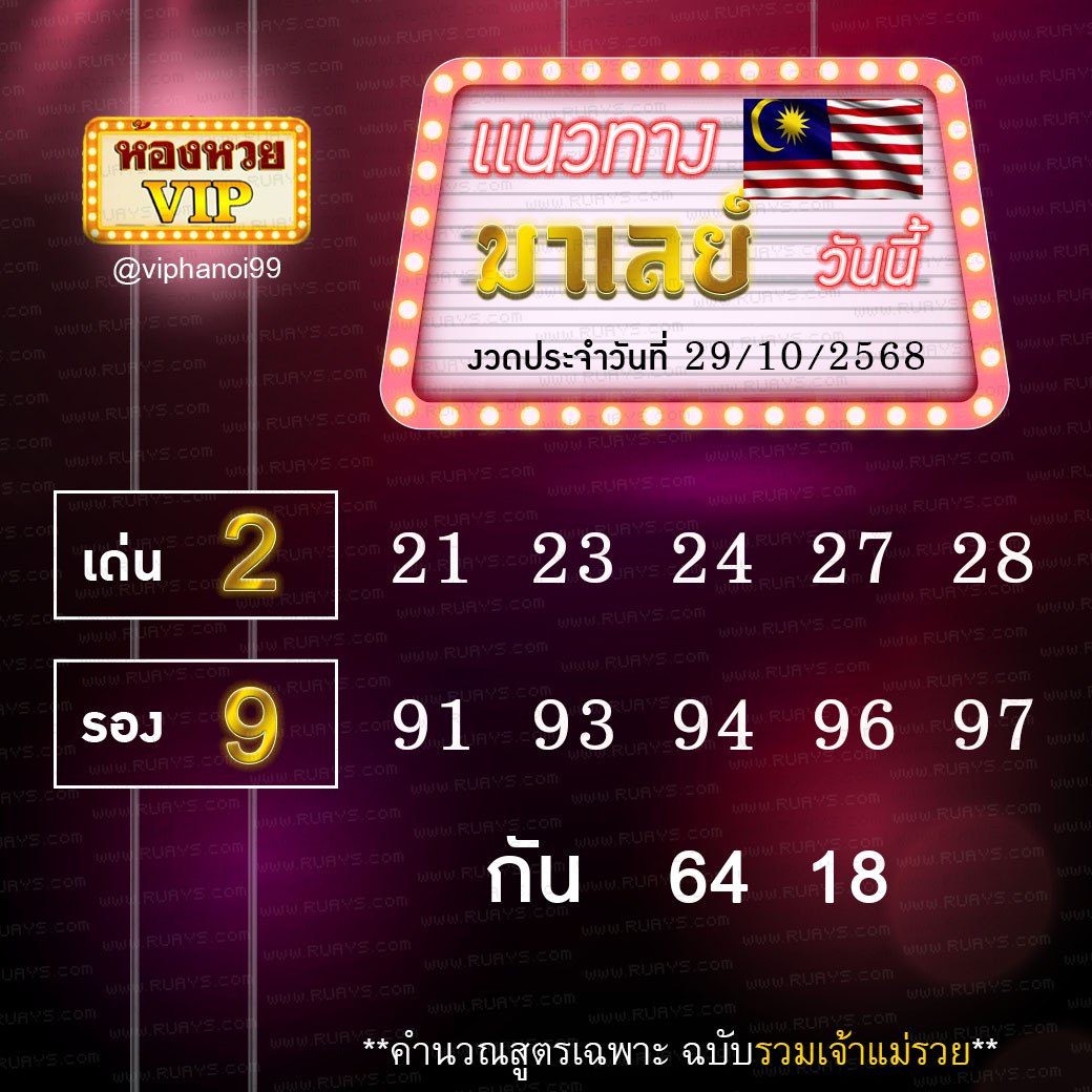 สูตรหวยฮานอยห้องหวย 29-10-68