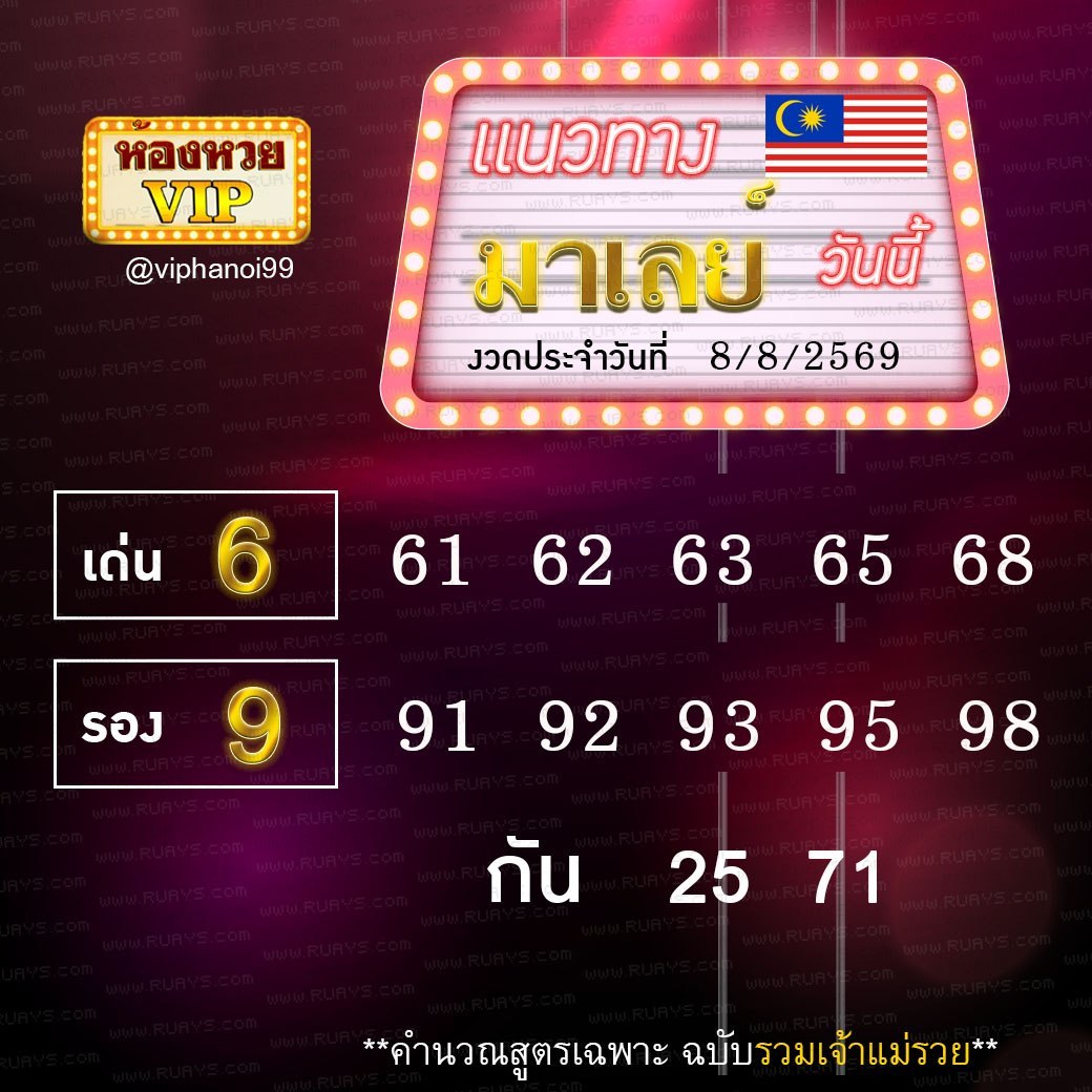 สูตรหวยฮานอยห้องหวย 8-8-69